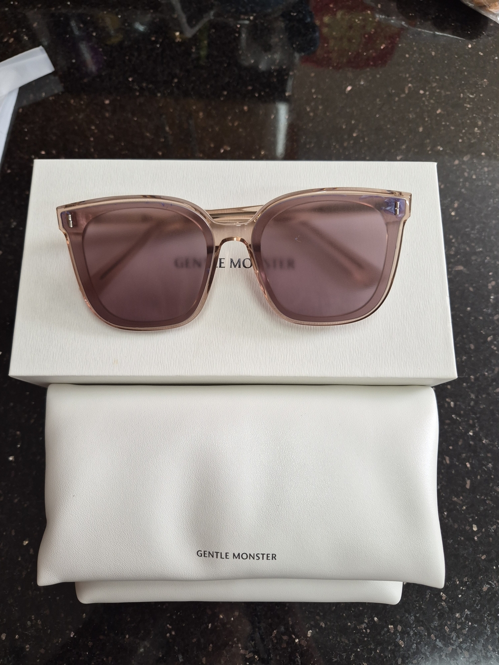 GENTLE MONSTER Translucent Pink Square Sunglasses